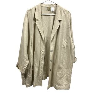 Islander Linen Blend Shell Button Blazer Jacket with Pockets Womens 2X Imported